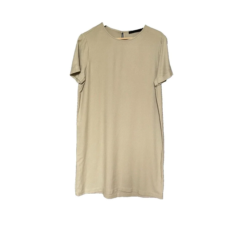 Jenni Kayne Crepe T Shirt Dress Size M Beige Willow Minimalist